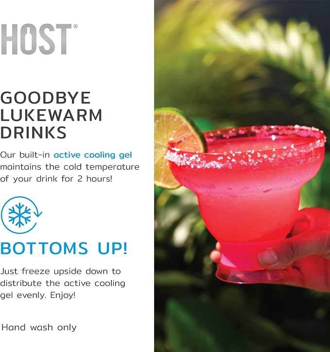 HOST FREEZE Margarita Cocktail Glasses, Frozen Cup Double Wall Plastic - Image 4