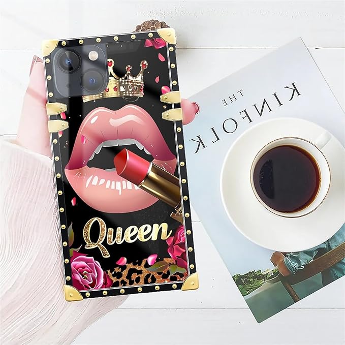 Compatible with iPhone 13 Case, Glitter Red Rose Queen Leopard Lipstick Luxury - Image 7