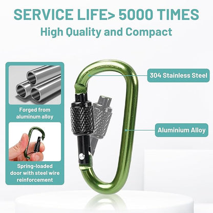 Multi-Pack Aluminum Carabiner Clips, Outdoor Activities - Image 3