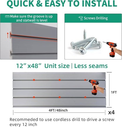FRAYSCENT Slat Wall Paneling Garage Slat Wall Storage Systems Slatwall Panels - Image 5