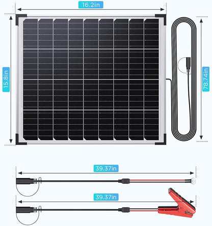 30W 12V Solar Battery Charger & Maintainer, Waterproof Trickle Charging Kit - Image 9