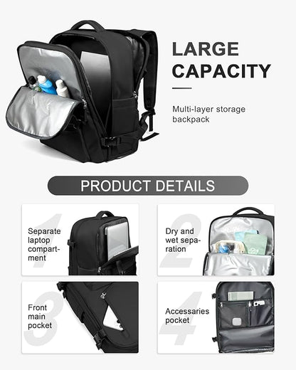 WONHOX Large Travel Backpack Carry on Flight Approved Laptop Work Business - Image 4