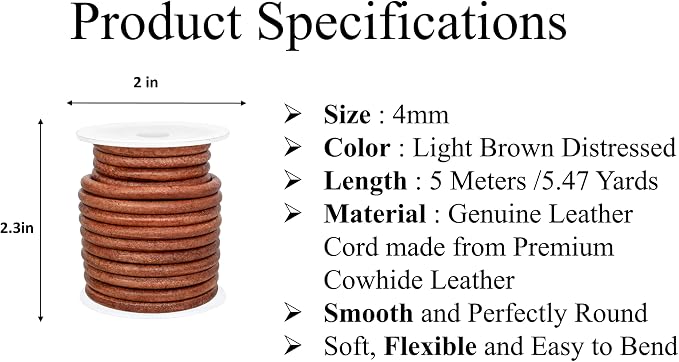 GENIQUE Real/Genuine Round Leather String Cord - Image 2