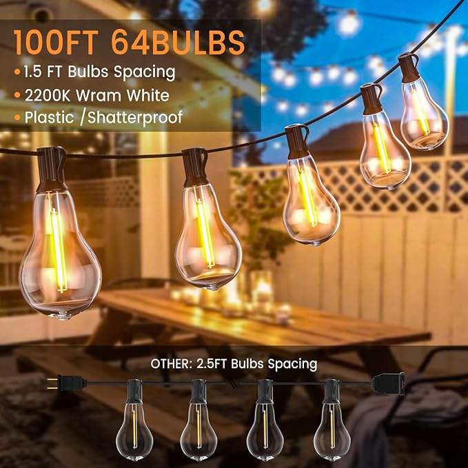 Patio Lights, 100FT Patio Lights - Image 2