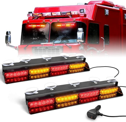 HLauto 6Z4J Emergency Dash Strobe Lights: 2x16.8 inch Red Amber Safety Lights by HLauto