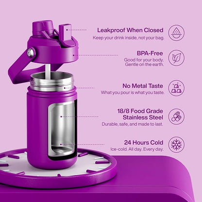 Kids Insulated Water Bottle - 12oz Stainless Steel Water Bottle with Dual Spouts - Image 5