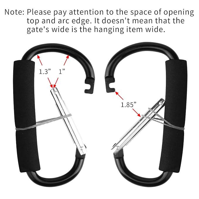 4 Pack Large Carabiner 5.5" D Style Click and Carry Bag Carrier Stroller Hooks - Image 4