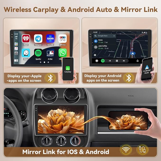 Hikity Android 15 Car Stereo for Jeep Compass Patriot 2010-2016 Wireless - Image 3