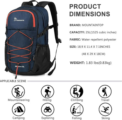 MOUNTAINTOP Hiking Backpack, 25/30L Camping Backpack, Men Women Hiking Daypack - Image 2