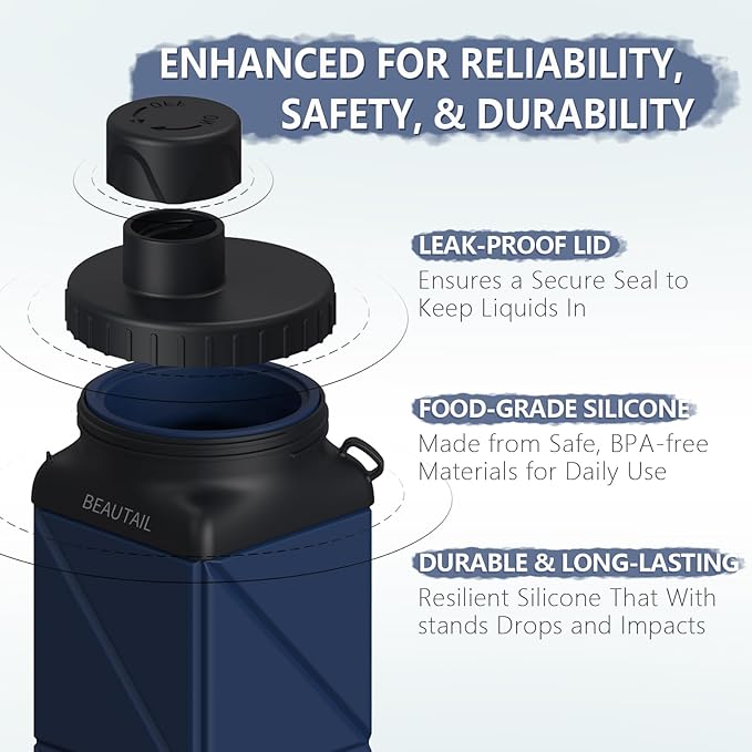BEAUTAIL Collapsible Water Bottles, Silicone Foldable Water Bottle 610ml - Image 3