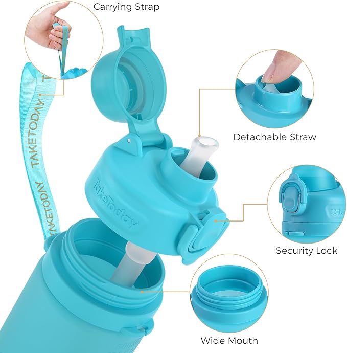 TakeToday Collapsible Water Bottles 21oz, Foldable Platinum Silicone Travel - Image 6