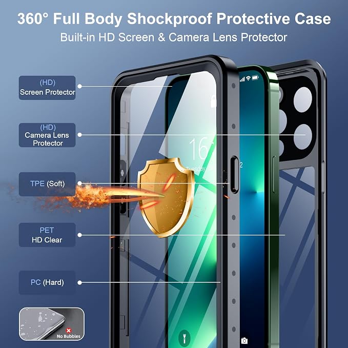 SPIDERCASE for iPhone 13 Pro Case Waterproof, Built-in Lens & Screen Protector - Image 5