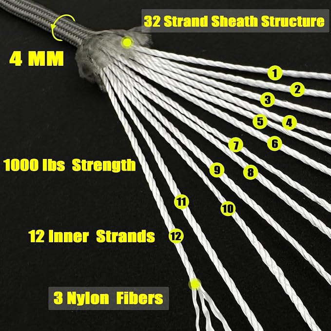 VVAAGG 1000 Paracord Rope, 50ft 12 Strand Parachute Cord - Image 2
