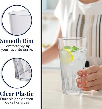 US Acrylic Palmetto 20 ounce Plastic Stackable Water Tumblers in Clear - Image 4