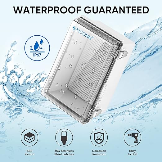 TICONN Outdoor Electrical Box Waterproof, Junction Box IP67 ABS Plastic - Image 2