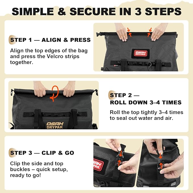 OSAH DRYPAK Waterproof Duffel Bag 25L/40L/60L – Heavy-Duty Motorcycle Tail Bag - Image 6