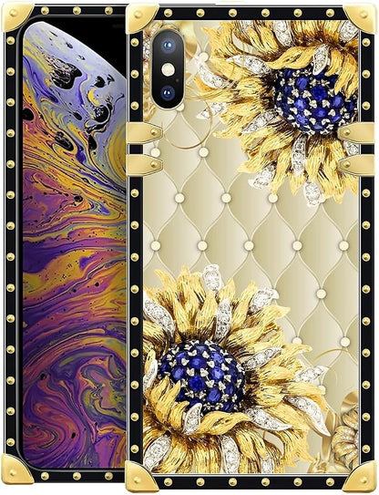 Compatible with iPhone Xs Max Case, Sunflower Diamonds Leather Luxury Golden by Unknown