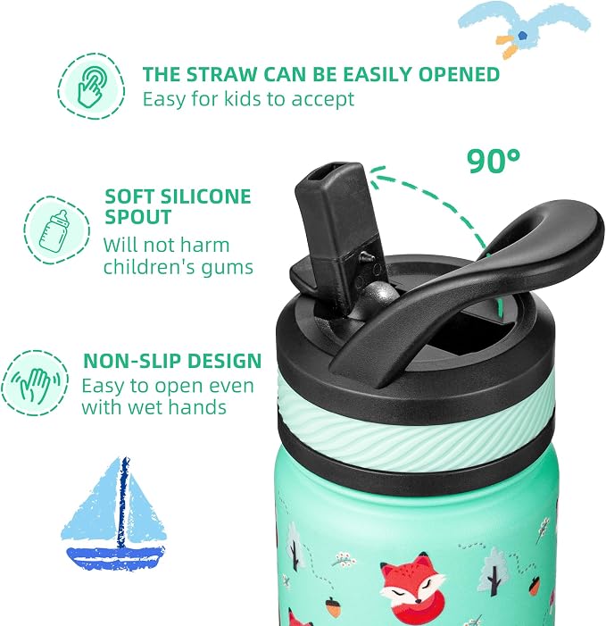 Fanhaw 18 Oz Kids Insulated Water Bottle - Image 3