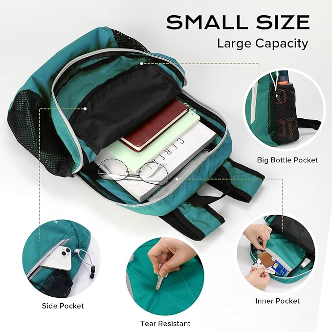 VPBAGE 15L Water-resistant Hiking Daypack, Small Backpack Travel Outdoor - Image 3