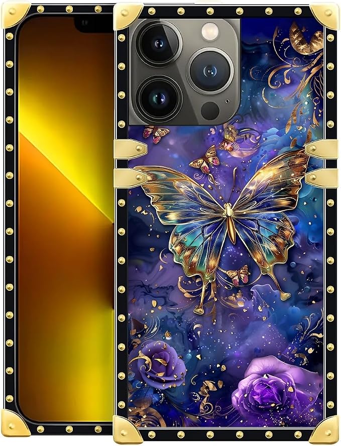 Compatible with iPhone 13 Pro Max Case, Glistening Golden Butterfly Vibrant by Unknown