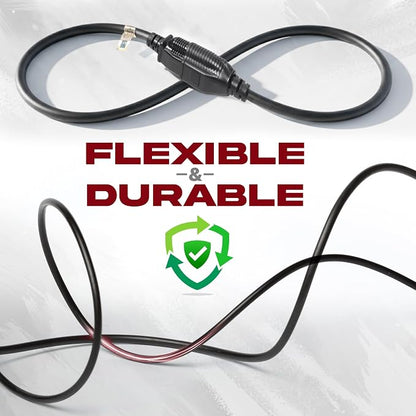6ft Black Extension Cord, 16/3 SJTW Heavy-Duty, 3-Prong Grounded Plug, - Image 3