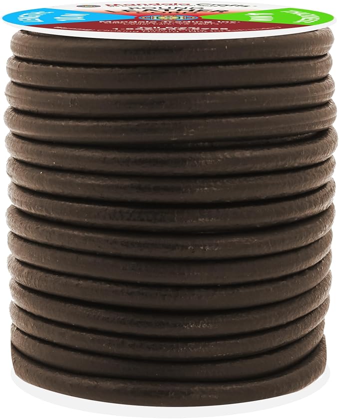 Mandala Crafts Round Genuine Dark Brown Leather Cord - Image 2