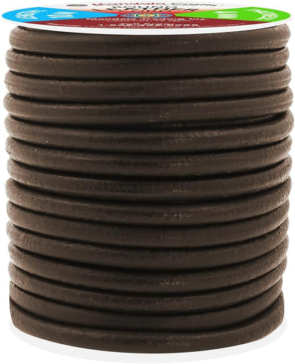 Mandala Crafts Round Genuine Dark Brown Leather Cord - Image 2
