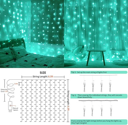 suddus Curtain Lights for Christmas, 200 Led 6.5ft x 6.5ft Hanging String - Image 6