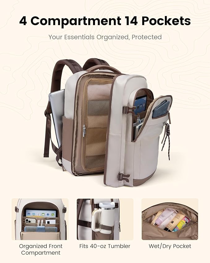 LOVEVOOK 40L Travel Backpack for Women & Men, Airline Approved Carry On Luggage - Image 3