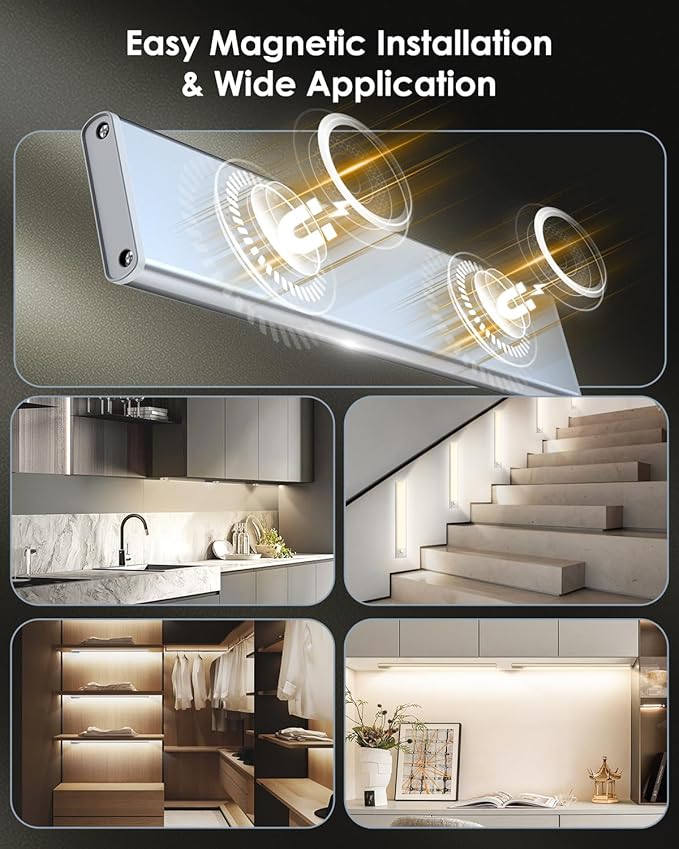 14in Under Cabinet Lighting, Upgraded 3200mAh Rechargeable Under Cabinet Lights - Image 4