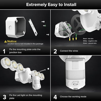 SANSI 55W Motion Sensor Outdoor Lights 7000LM Super Bright LED Security Lights - Image 8