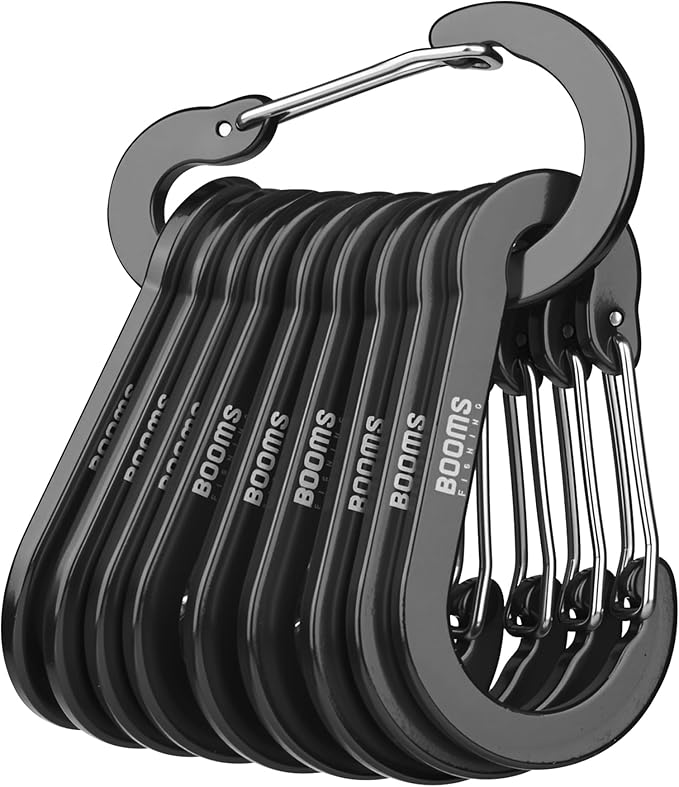 Booms Fishing CC5 Multi-Use Carabiner Clips, 10 Pack 2.3"/ 3.1" Caribeener Clips by BoomsFishing