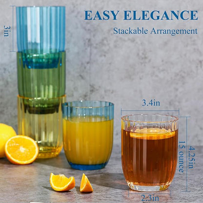 Acrylic Clear Highball Plastic Cups | Plastic Reusable Tumblers 15oz | - Image 3