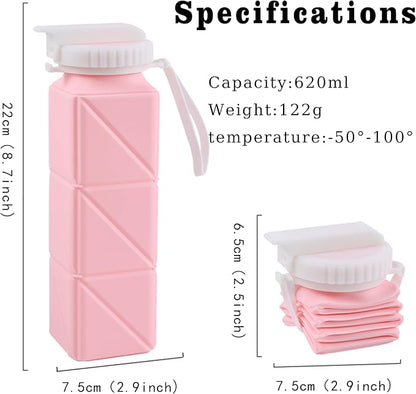 EOBTAIN Pink Travel Collapsible Water Bottle - Image 4