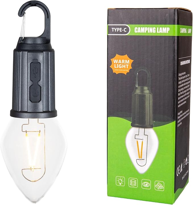Rechargeable Camp Light, Warm White LED Teardrop Bulb, Battery Powered by FestiveLiving