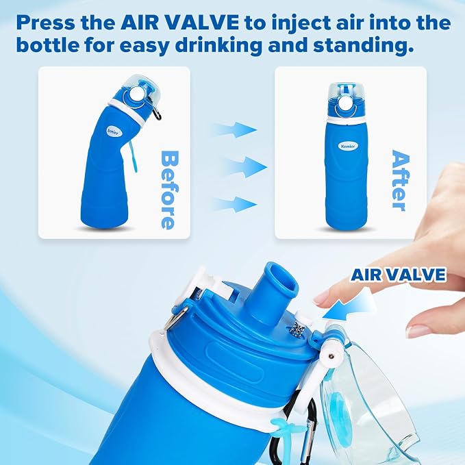 Kemier Collapsible Silicone Water Bottles-750ML, Medical Grade, BPA Free Travel - Image 4
