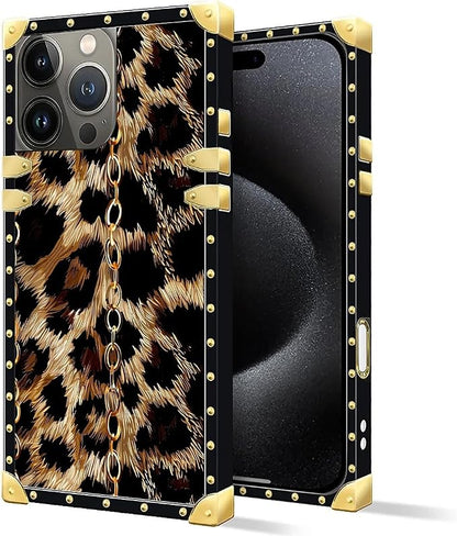 Compatible with iPhone 16 Pro Max Case, Seamless Gold Chain Leopard Luxury - Image 2