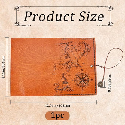 GORGECRAFT PU Leather Pencil Bag Strap Vintage Treasure Map Compass Cover - Image 2