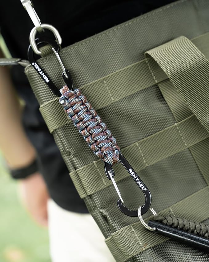 Paracord Braided Carabiner Keychain Lanyard Strap, Hanger Stroller Hook w/2 - Image 5