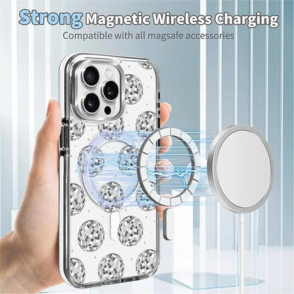 Case for iPhone 15 Pro, Disco Ball Grayish White Phone Case Design，for Women - Image 4