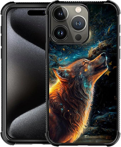 for iPhone 16 Pro Case, Star Cave Hungry Wolf Pattern Graphic Design Girl Boy by FKBRCL4U