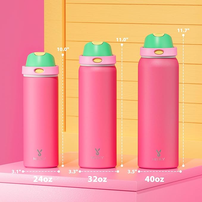 24 oz Insulated Water Bottle for Women: Meoky Stainless Steel Water Bottle - Image 3