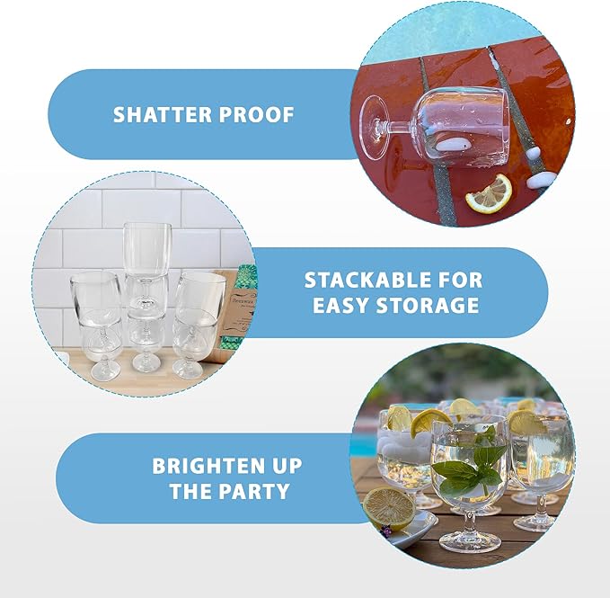 Lily's Home Unbreakable Plastic Wine Glasses Set of 8, 12 oz Shatterproof - Image 4