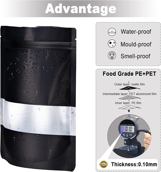 5.9"x8.6" 120pcs Mylar Bags for Food Storage, Smell Proof Bag - Image 5