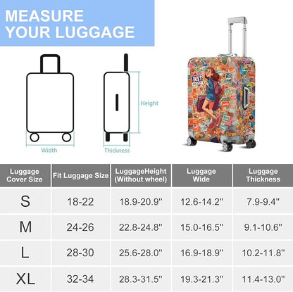 ANNA QUEEN Vintage Travel Stickers Gir Luggage Cover -Stretchable Airplane - Image 7