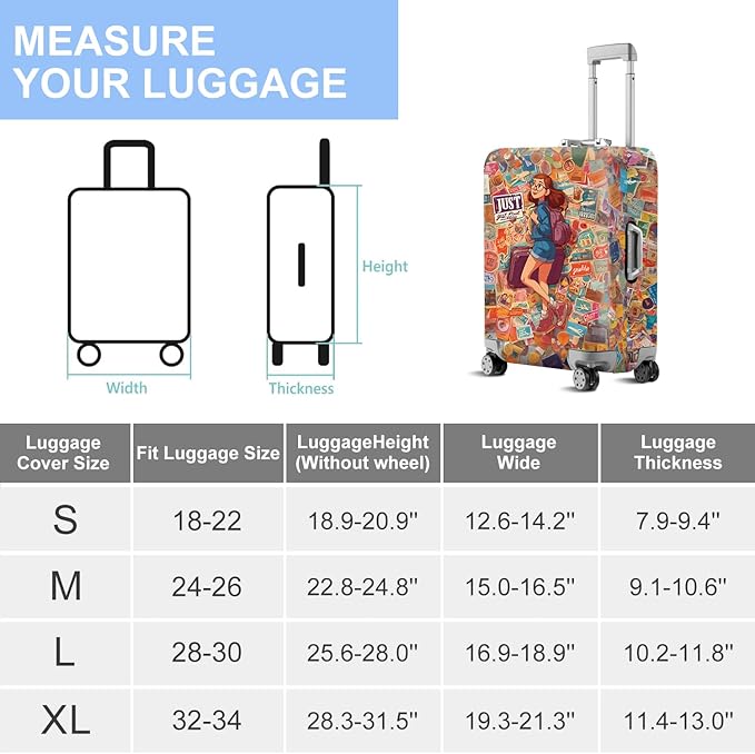 ANNA QUEEN Vintage Travel Stickers Gir Luggage Cover -Stretchable Airplane - Image 7