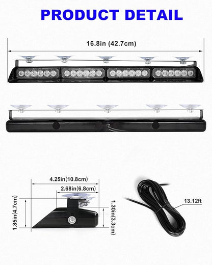 HLauto 6Z4J Emergency Dash Strobe Lights: 2x16.8 inch Blue White Safety Lights - Image 7