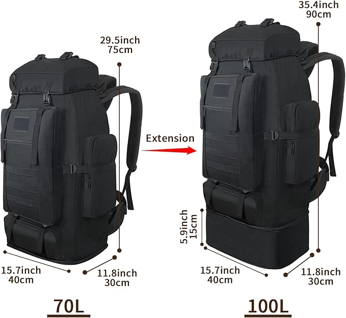 Hiking Backpack, 100L Large Camping Backpack, Expandable Waterproof MOLLE - Image 2