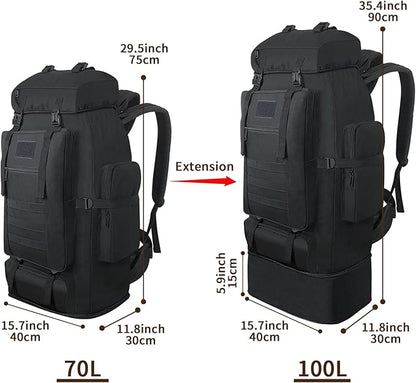 Hiking Backpack, 100L Large Camping Backpack, Expandable Waterproof MOLLE - Image 2