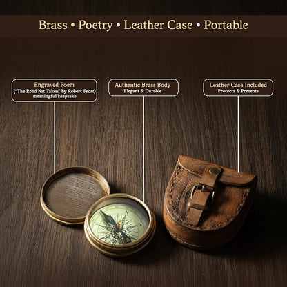 Wind & Weather Antiqued Brass Poem Compass - Image 3